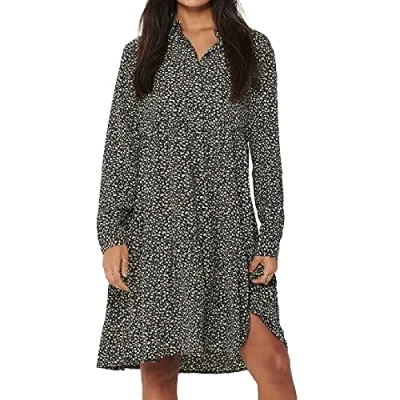 Image of JDY Women&#039;s Jdypiper L/S Shirt Dress WVN Noos, Dark Navy/AOP: Ditsy Flower, 8