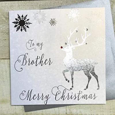 Image of BROTHER Handmade Christmas Card by White Cotton Cards