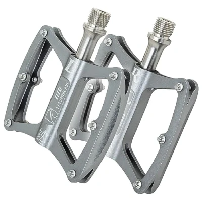 Image of TiTo Bicycle Pedal with Aluminium Alloy Foot Pedals and Titanium Axles for MTB Road Bike (Titanium color)
