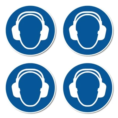 Image of Ear protection use: M003 DIN EN ISO 7010 / ASR A1.3 stickers: diameter 10 cm, pack of 4