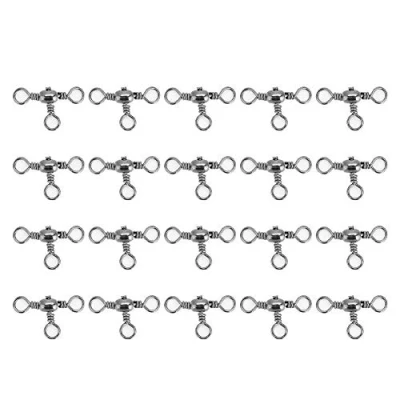 Image of Alomejor 20Pcs 3 Way Fishing Ball Bearing Swivels T shape Cross line Rolling Swivel(3#)