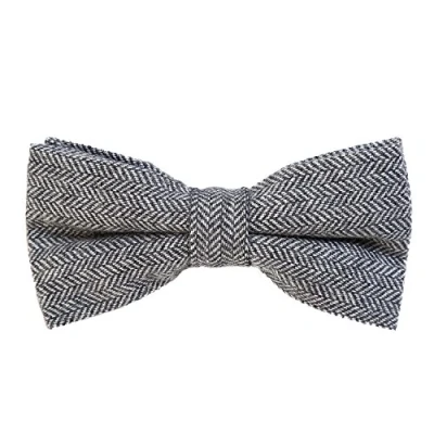 Image of DonDon Men’s checkered plaid tweed look bow tie 4.72 x 2.36 12 6 cm already tied and completely adjustable grey herringbone pattern
