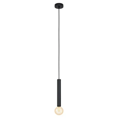 Image of EGLO Cortenova Pendant Light 1 Bulb Cord Lamp Industrial Modern Hanging Made of Steel in Black Dining Table Living Room with E27 Socket