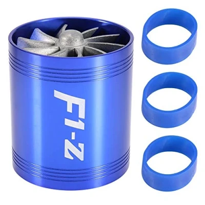 Image of KIMISS Car Air intake Turbo, Turbonator Dual Fan Turbine Superloader Gas Fuel Saver Turbo Replacement Super Charger (Blue)//air kit