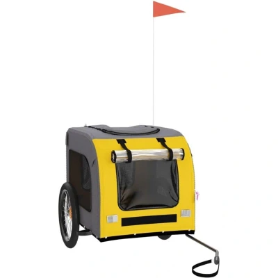 Image of vidaXL Pet Bike Trailer Yellow and Grey Oxford Fabric&amp;Iron