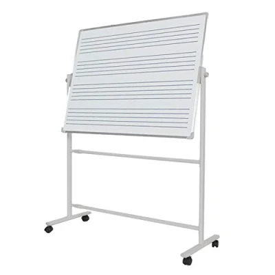 Image of Whiteboard Double Sided Mobile Music Staff Creation Teaching Dry Erase Board Angle Height Adjustable For Home School(Size:90X120CM)