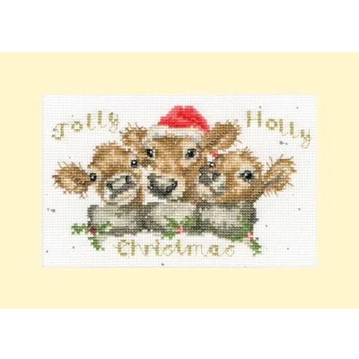 Image of Bothy Threads Counted Cross Stitch Christmas Card Kit Jolly Holly