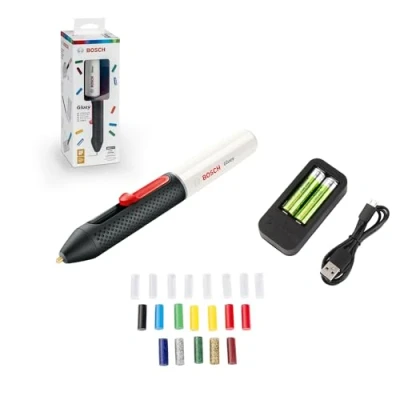 Image of Bosch Home and Garden Cordless Hot glue Pen Gluey (Marshmallow, with 20 sticks, pink, in carton packaging)