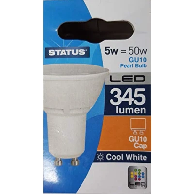 Image of Foglish 5w 50w 345 Lumen LED Light Bulbs GU10 Pearl Cool White Bulb Pack of 4
