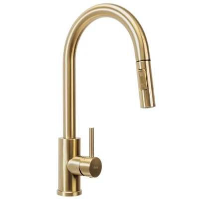 Image of Rea kitchen faucet FRESH BRUSH GOLD brass 360 swivel countertop mixer tap sink (gold)