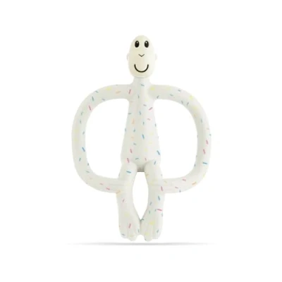 Image of Matchstick Monkey, Original Teether &amp; Gel Applicator, Antimicrobial Silicone Teething Toys for Baby, Easy to Grip, BPA Free, 3 Months Old+, 10.5 cm, Confetti Cream