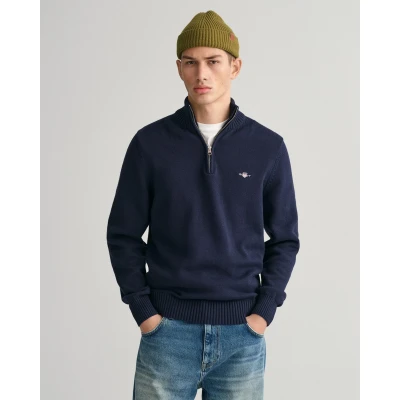 Image of GANT Casual Halfzip Jumper, Men&#039;s, Size: Medium, Evening blue