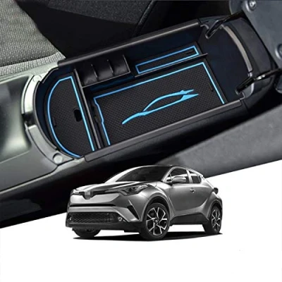 Image of LFOTPP Car Armrest Organizer for C HR CHR, Center Console Arm Rest Tray, Glove Compartment Storage Box Interior Accessories Blue