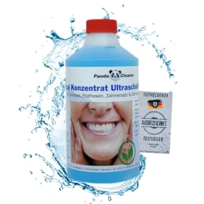 Image of Dental Concentrate Ultrasonic Cleaner for the removal of Plaque and Discolouring false teeth, prosthesis, dentures braces, 500 ml