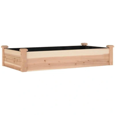 Image of vidaXL Garden Raised Bed with Liner Solid Wood Fir Spacious for Growing Plants, Vegetables and Flowers DIY Decoration 120x60x25 cm&#039;
