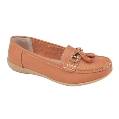 Image of Jo &amp; Joe Women Leather Flat Loafer Ladies Casual Comfy Slider Low Wedge Heel Work Shoes Sunset Size 7