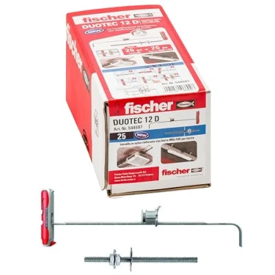 Image of Fischer 544597 Wall Plugs for plasterboard Duotec 12 with bar M6, Grey, mm con Vite
