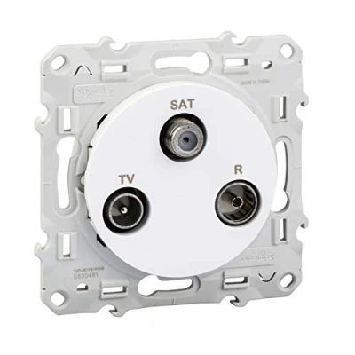 Image of Odace TV/FM/SAT Socket, White, 1 Input, Screw Cap