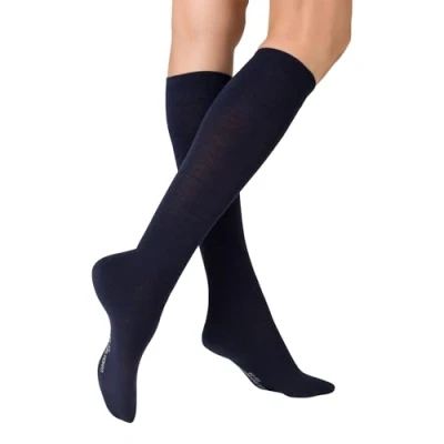 Image of KUNERT Women&#039;s Soft Wool Cotton KSD Knit Knee Socks, Virgin, Marine, 35 38