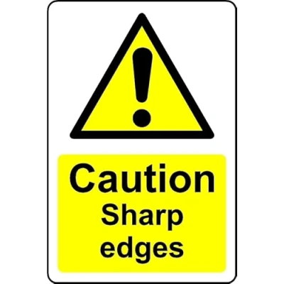 Image of Caution Sharp Edges Safety Sign 1mm Plastic (100mm x 150mm)