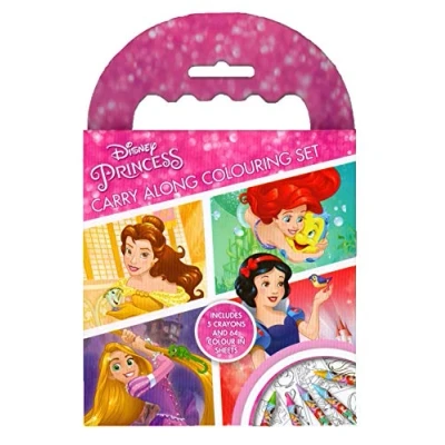 Image of Disney Princess Carry Along Colouring Set Crayon Drawing Travel Pack Activity
