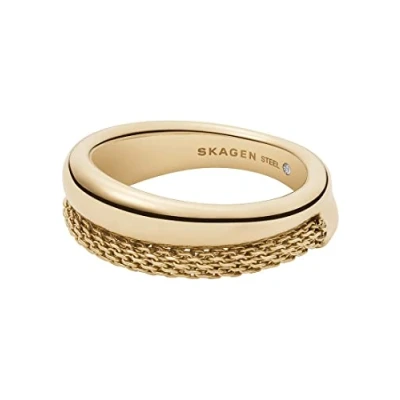 Image of Skagen Ring for Women Merete, W: 8.7mm Gold Stainless steel Ring, SKJ1601710