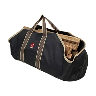 Image of FireBeauty Large Canvas Log Tote Bag Firewood Carrier