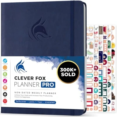 Image of Clever Fox Planner PRO Weekly &amp; Monthly Life to Increase Productivity, Time Management and Hit Your Goals, 21.5x28cm (Dark Blue)