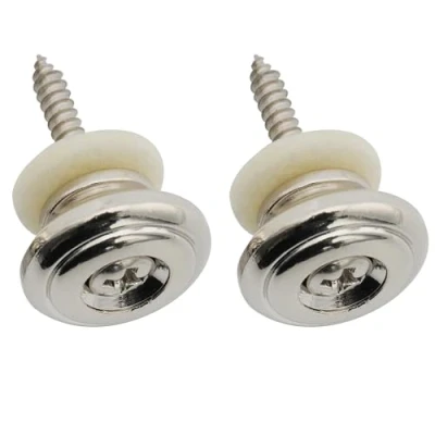 Image of Musiclily Pro 17mm Large Round Zinc Alloy Strap Buttons End Pins for Electric Acoustic Classical Guitar Ukulele, Nickel (Set of 2)