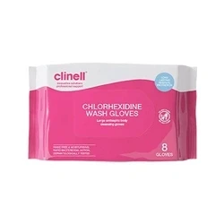 Image of Clinell Chlorhexidine Wash Gloves (Pack of 8) CHGWGL8