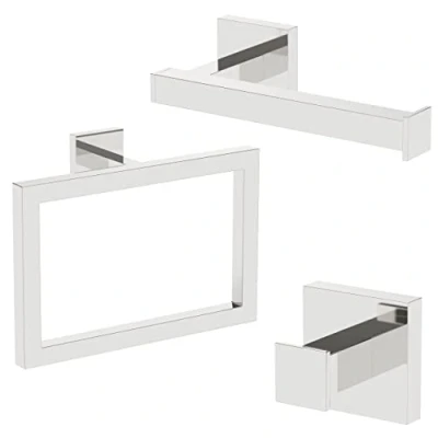 Image of Architeckt Saturn Range Square Chrome Bathroom Accessories (3 Piece Set)