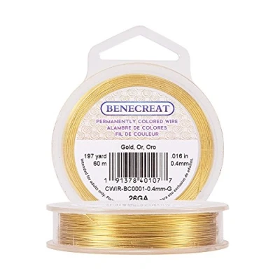 Image of BENECREAT 0.4mm Real Gold Plated Jewellery Making Copper Wire, 60m Tarnish Resistant Wire Beading Craft for Jewelry Supplies and Crafting,