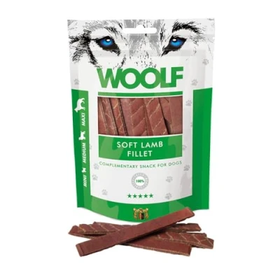 Image of WOOLF Soft Lamb Fillet Dog Treats Complimentary Snacks for Dogs. All Natural Ingredients, High Meat Content, Balanced Nutrition, Free from Artificial Additives. Suitable Dogs (100g)
