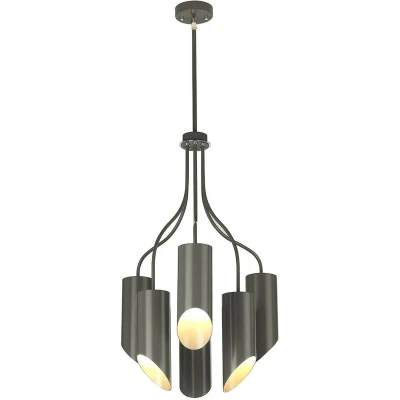 Image of Quinto 6 Light Multi Arm Ceiling Pendant Dark Grey Polished Nickel, E27