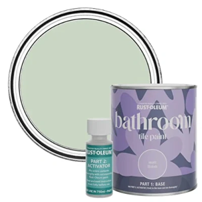 Image of Rust Oleum Green Water Resistant Bathroom Tile Paint in Matt Finish Laurel 750ml