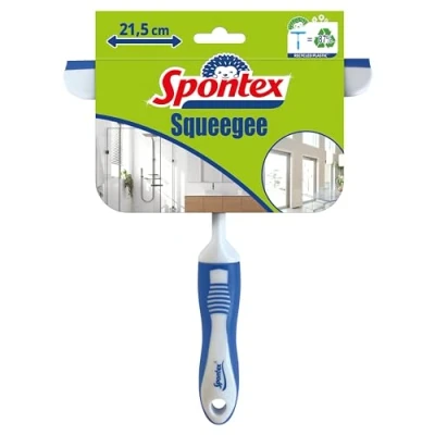 Image of Spontex Squeegee Multi Purpose Shower &amp; Window for Glass, Tiles More Resistant 21.5cm Rubber Blade Lightweight Small Hook Hole Hanging