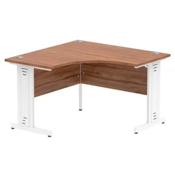 Image of Impulse 1200mm Corner Desk Walnut Top White Cable Managed Leg