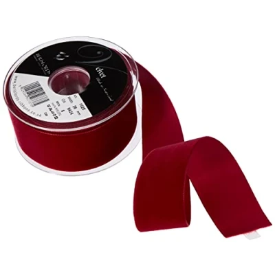 Image of Berisfords Velvet Ribbon, Wine, 10.2 x 4.5 cm