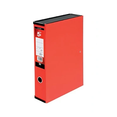 Image of 5 Star Office Box File Lock Spring with Ring Pull and Catch 75mm Spine Foolscap Red (Pack of 5)