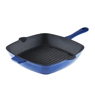 Image of Barbary &amp; Oak Foundry 26cm Cast Iron Grill Pan Limoges Blue