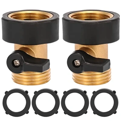 Image of Sanpaint 2 Pack 3/4&quot; Heavy Duty Brass Shut Off Valve Garden Hose Connector,1 Way Restricted Flow Water