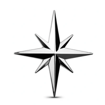 Image of 3D Chrome Metal Compass Octagonal Star Car Emblem Trunk Badge Decal Sticker (Silver)