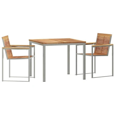 Image of vidaXL 3 Piece Garden Dining Set Solid Wood Teak
