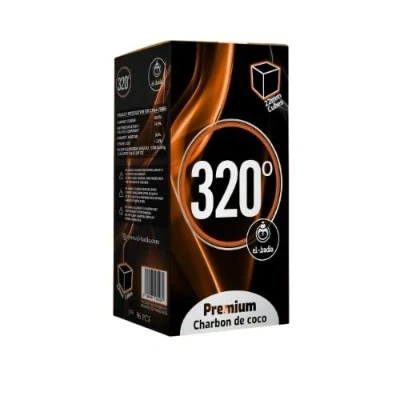 Image of 320º Premium Coconut Shisha Charcoal Coal (22mm Cubes) for Hookah BBQ 1 kg 96 Pieces Nicotine Free