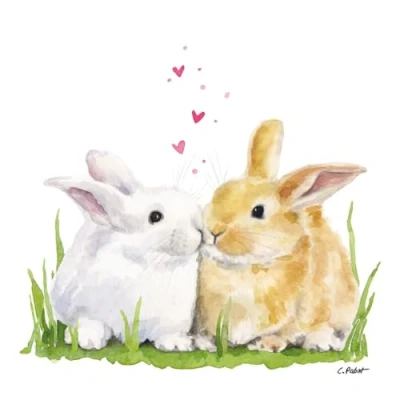 Image of PPD 20 Napkins Easter Bunny Kiss as Table Decoration Paper with Motif Also for Decoupage and 33 x cm