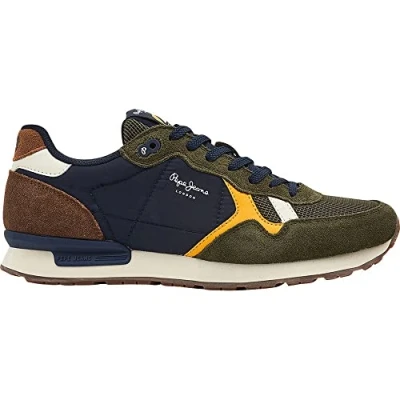 Image of Pepe Jeans Men&#039;s Britt Man Studio Sneaker, 765KHAKI Green, 8 UK