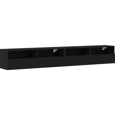 Image of vidaXL TV Wall Cabinets 2 pcs Black Oak 100x30x30 cm Engineered Wood
