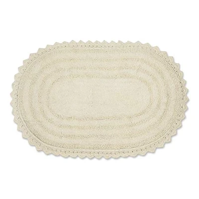 Image of DII Crochet Collection Reversible Bath Mat, Large Oval, 21x34, Off White