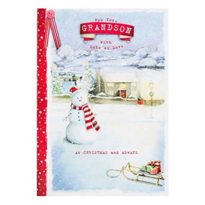 Image of Hallmark Grandson Christmas Card &#039;Lots of Love&#039; Medium