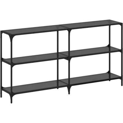Image of vidaXL Console Table with Black Glass Top 158.5x30x81 cm Steel